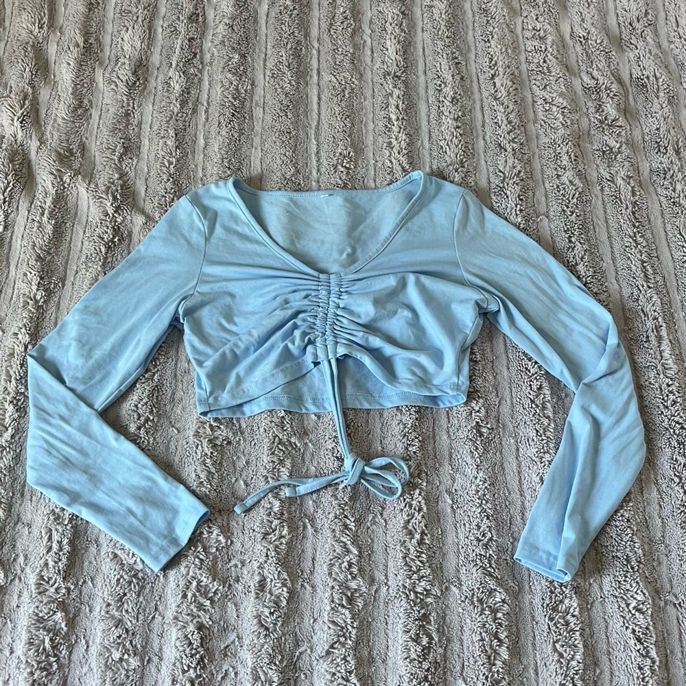 Small Blue tie Crop top
